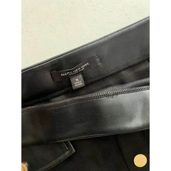 Andrew Marc NWT Sz XL Black  Faux Leather/Suede A-Line Pull On Skirt - Picture 9 of 9